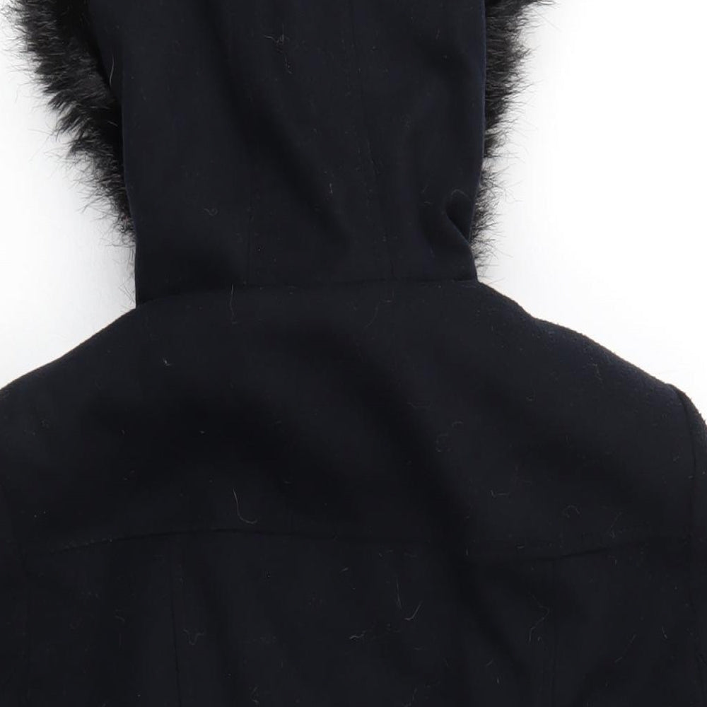 Miss Selfridge Womens Blue Pea Coat Coat Size 8 Snap