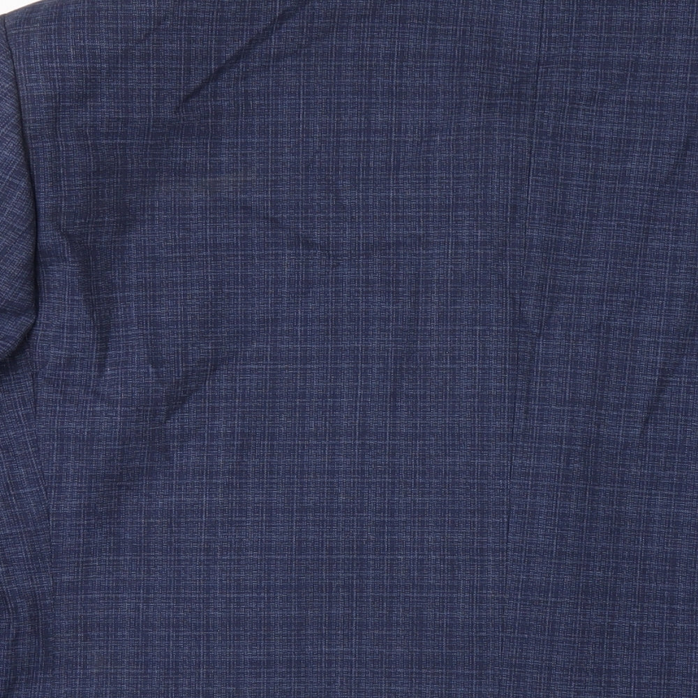 Marks & Spencer Mens Blue Plaid Polyester Jacket Blazer Size 48 Regular