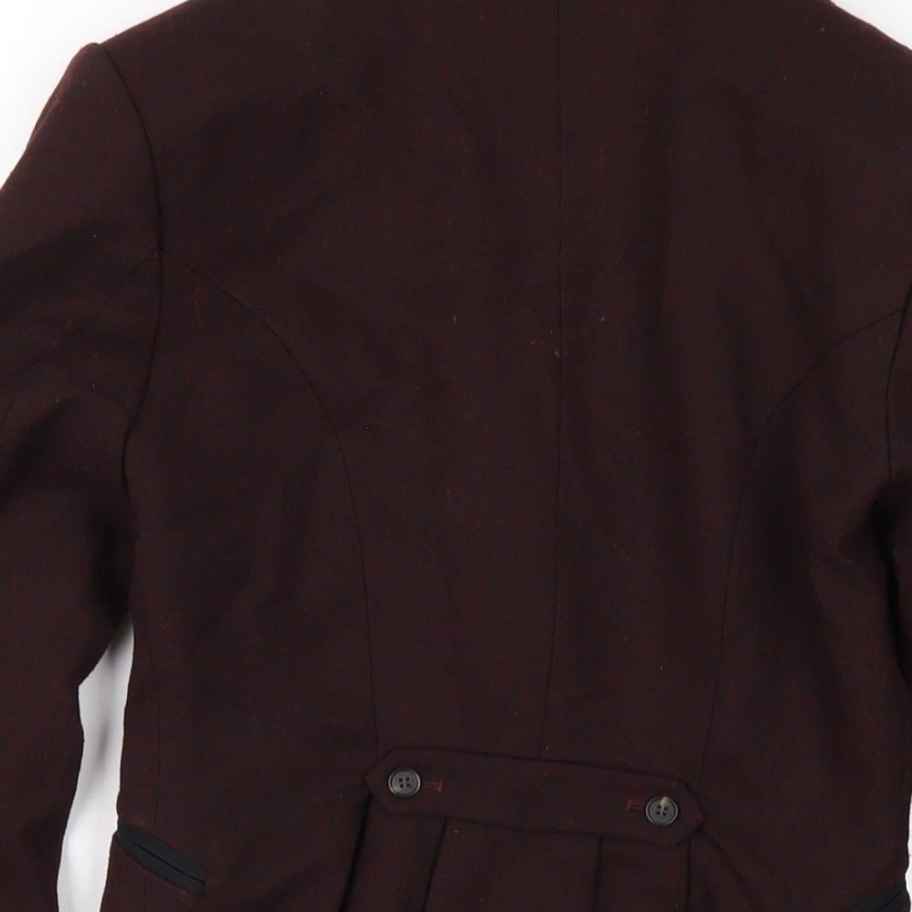 H&M Womens Red Jacket Blazer Size 4 Button