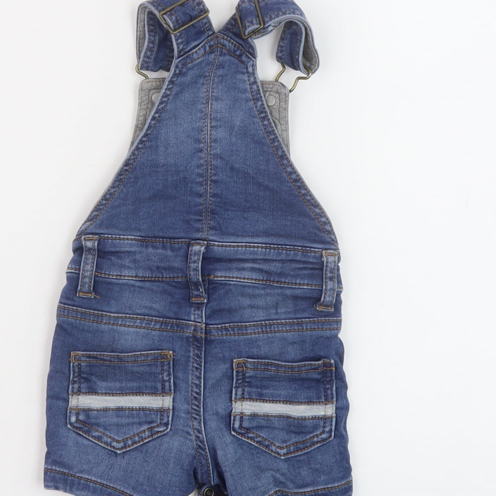 Marks & Spencer Baby Blue Cotton Dungaree One-Piece Size 6-9 Months Buckle