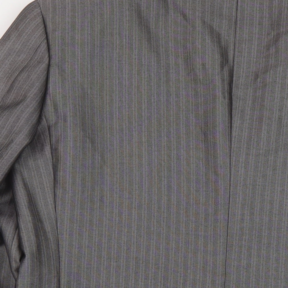 Skoples Mens Grey Striped Polyester Jacket Suit Jacket Size 38 Regular