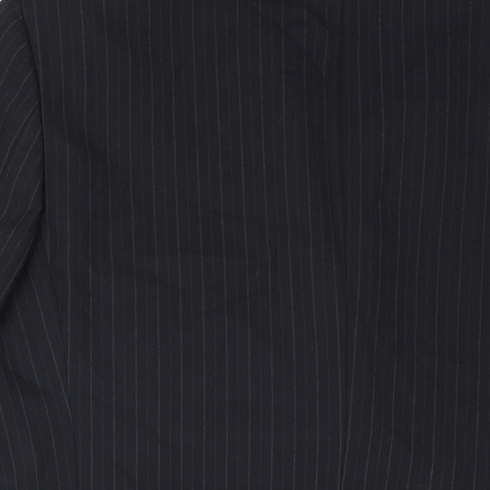 Marks and Mens Blue Striped Polyester Jacket Suit Jacket Size 42 Regular