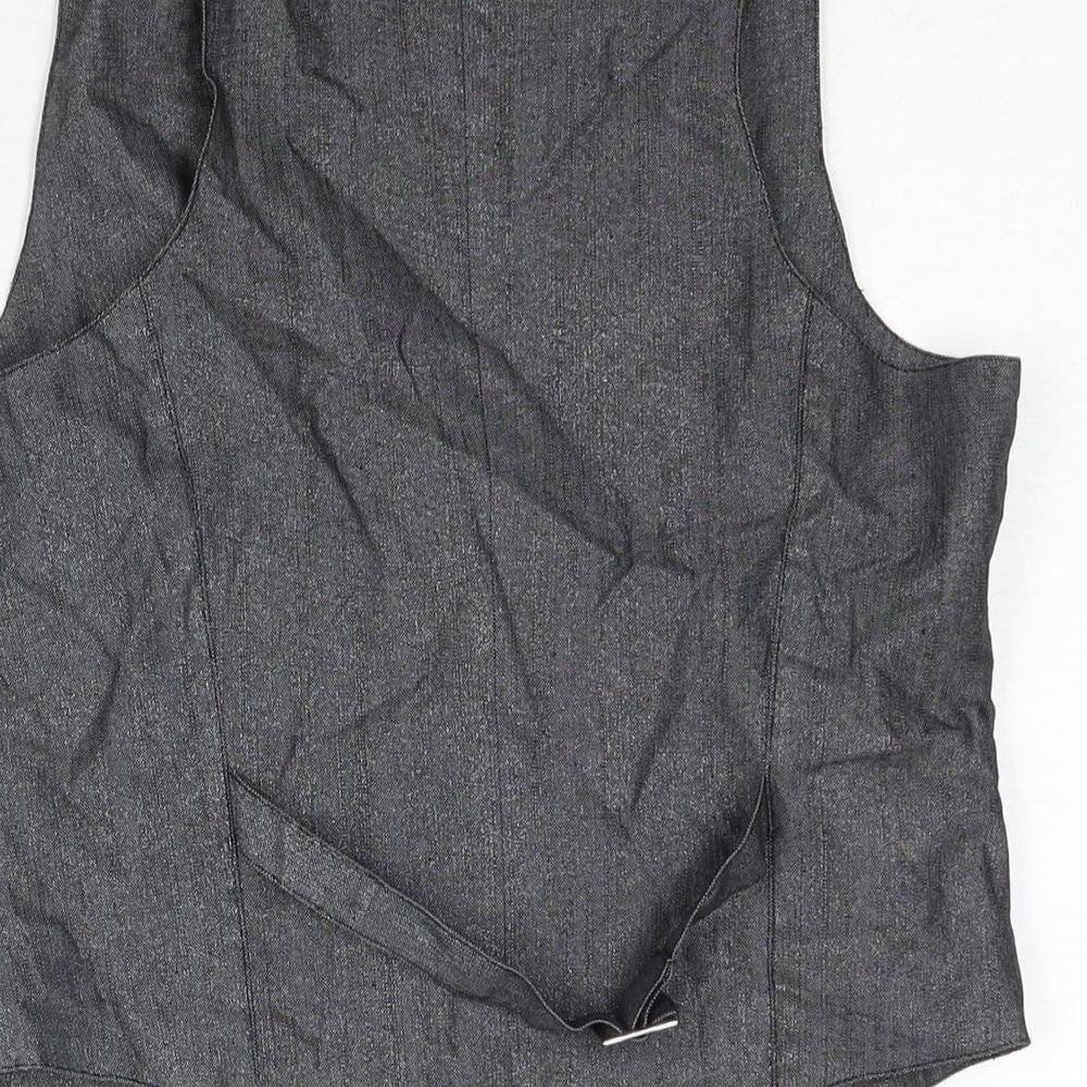 Miss Posh Womens Grey Jacket Waistcoat Size M Button