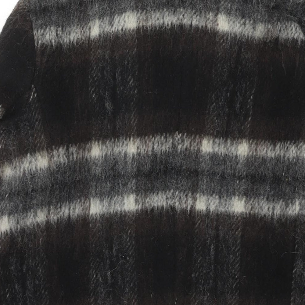 NEXT Womens Brown Check Overcoat Coat Size 6 Snap