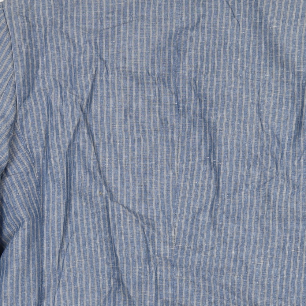 RJR.John Rocha Mens Blue Striped Cotton Jacket Suit Jacket Size 42 Regular