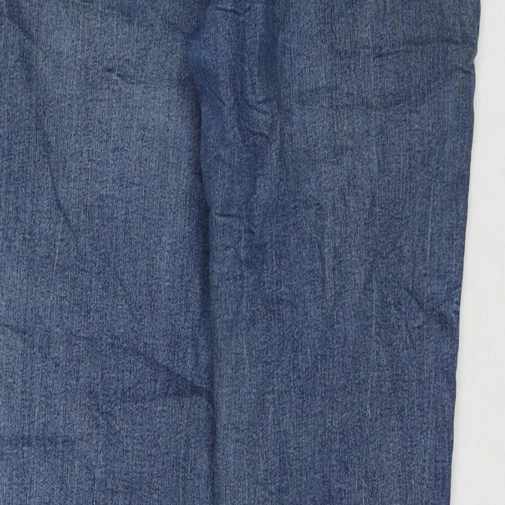 Marks & Spencer Womens Blue Cotton Straight Jeans Size 12 L28 in Regular Zip
