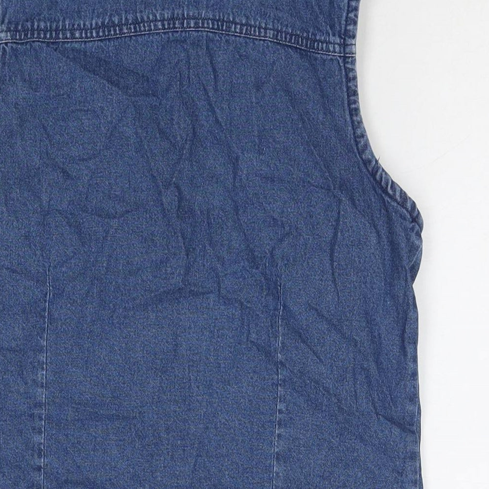 Joie de Vivre Womens Blue Cotton Basic Button-Up Size 10 Collared
