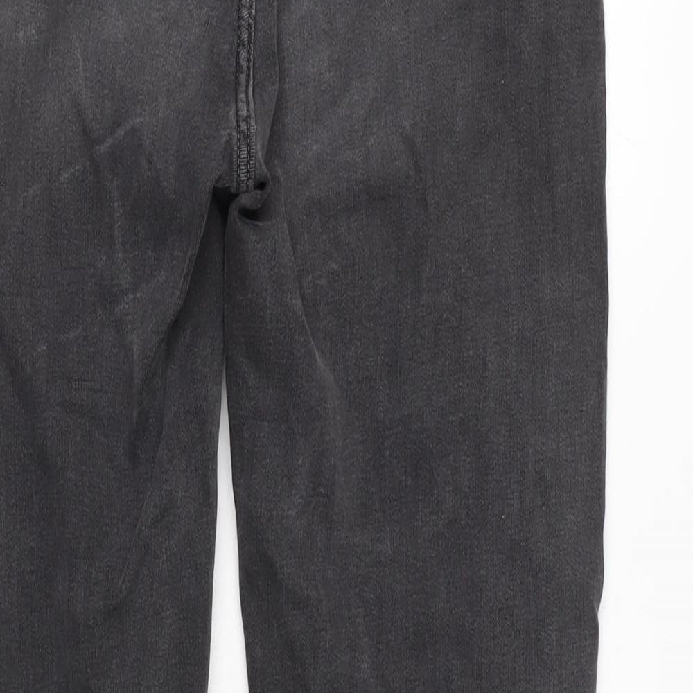 Marks & Spencer Womens Grey Cotton Blend Straight Jeans Size 30 in L29 in Regular Zip