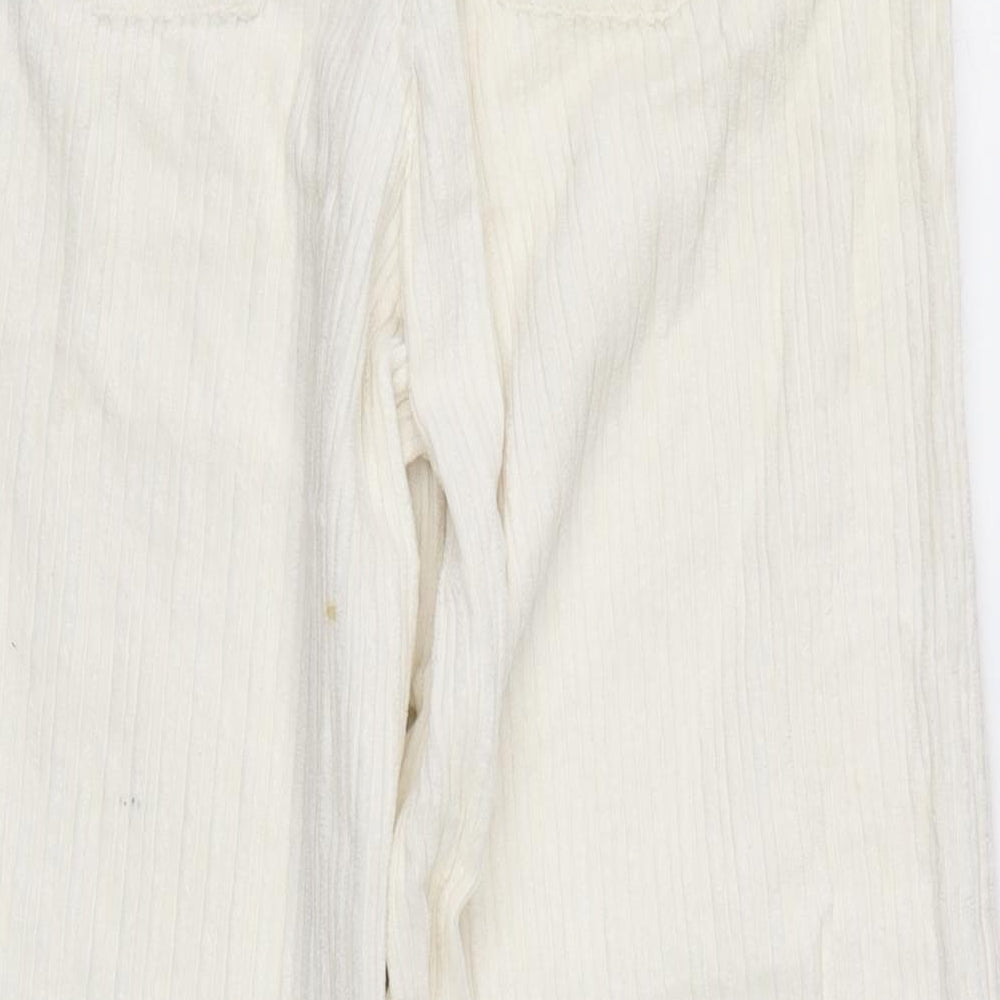Zara Womens Ivory Cotton Trousers Size 8 L29 in Regular Zip