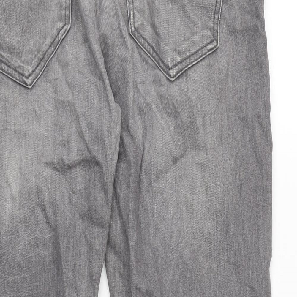 NEXT Mens Grey Cotton Blend Straight Jeans Size 33 in L29 in Regular Zip
