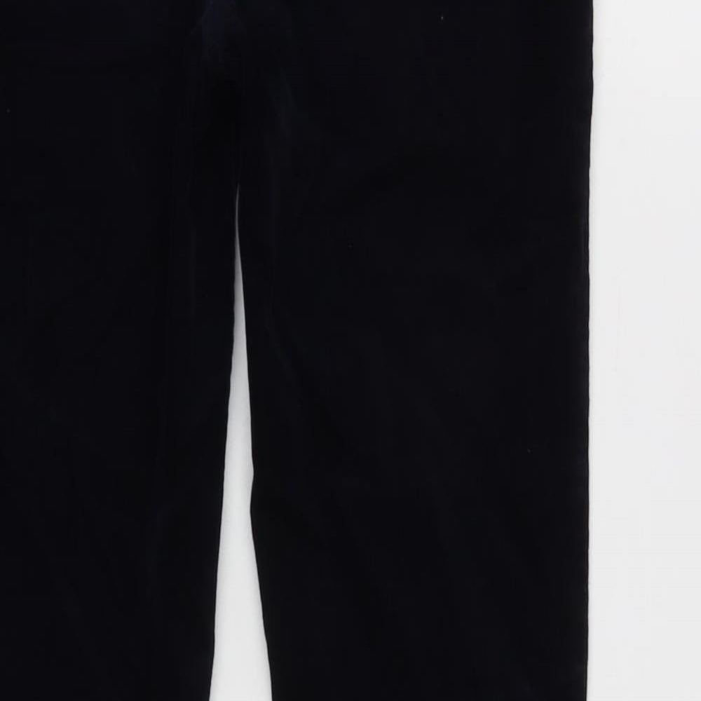 Marks and Spencer Womens Blue Cotton Trousers Size 8 L28 in Regular Zip