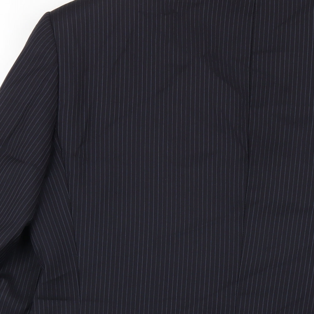 Linea Mens Blue Striped Wool Jacket Blazer Size 38 Regular