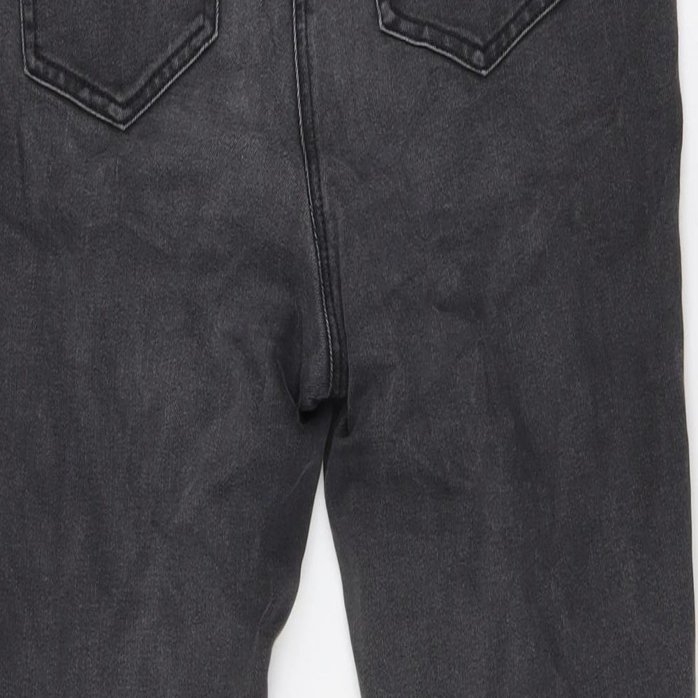 Next Womens Grey Cotton Skinny Jeans Size 14 L29 in Slim Zip - Zip pockets