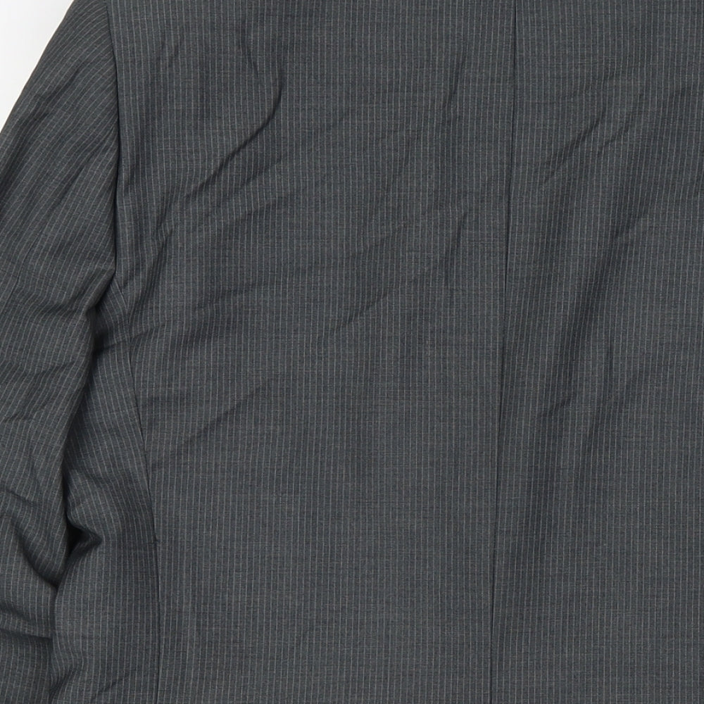 Butler & Webb Mens Grey Striped Polyester Jacket Suit Jacket Size 36 Regular