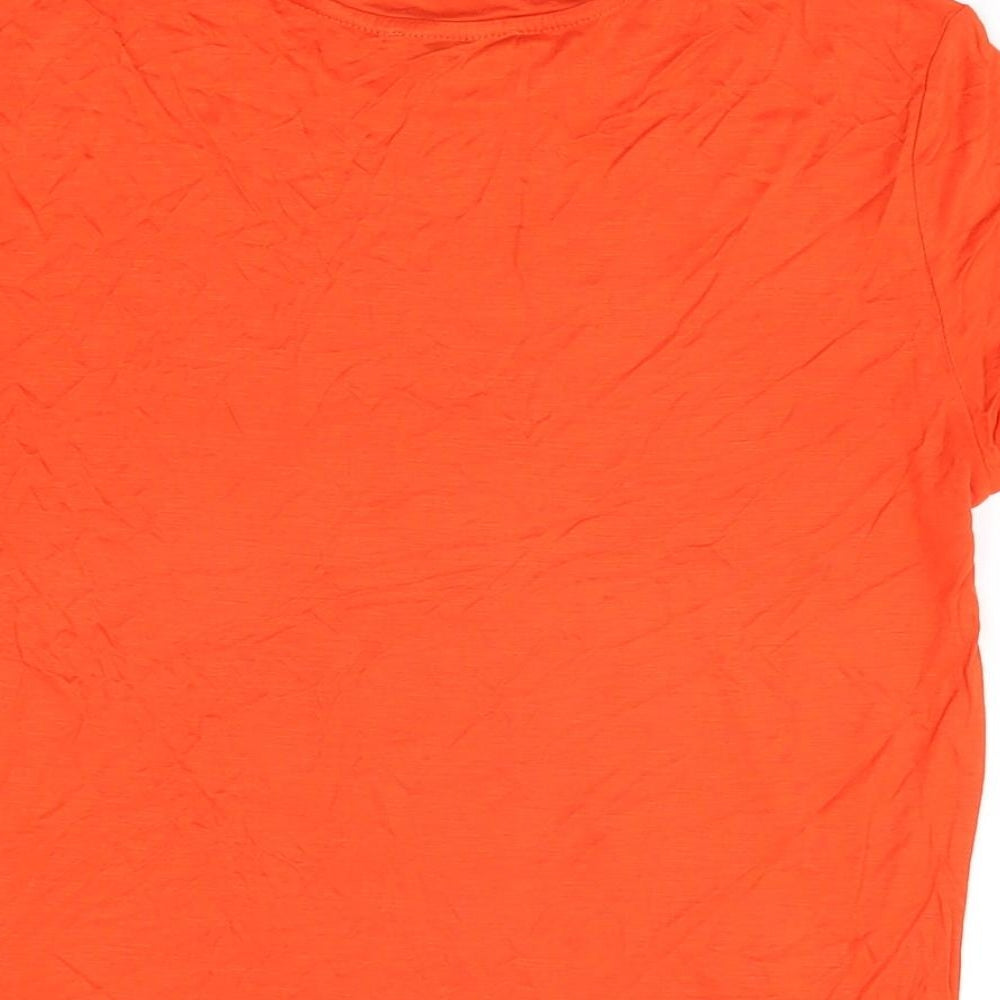 Zara Womens Red Viscose Basic T-Shirt Size L Round Neck