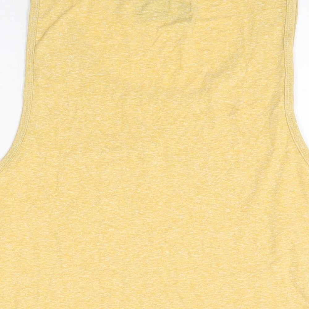 Zara Womens Yellow Cotton Basic Tank Size L Scoop Neck