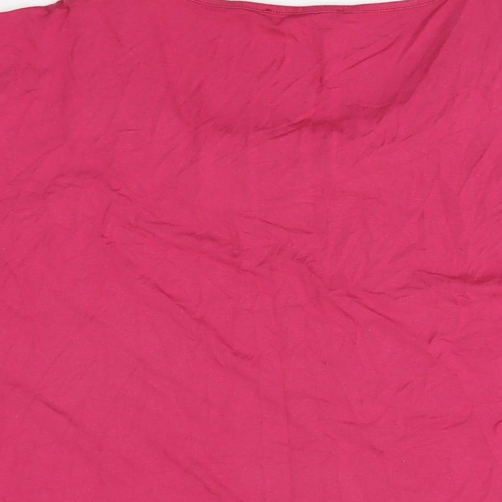 Marks & Spencer Womens Pink Viscose Basic T-Shirt Size 18 Round Neck