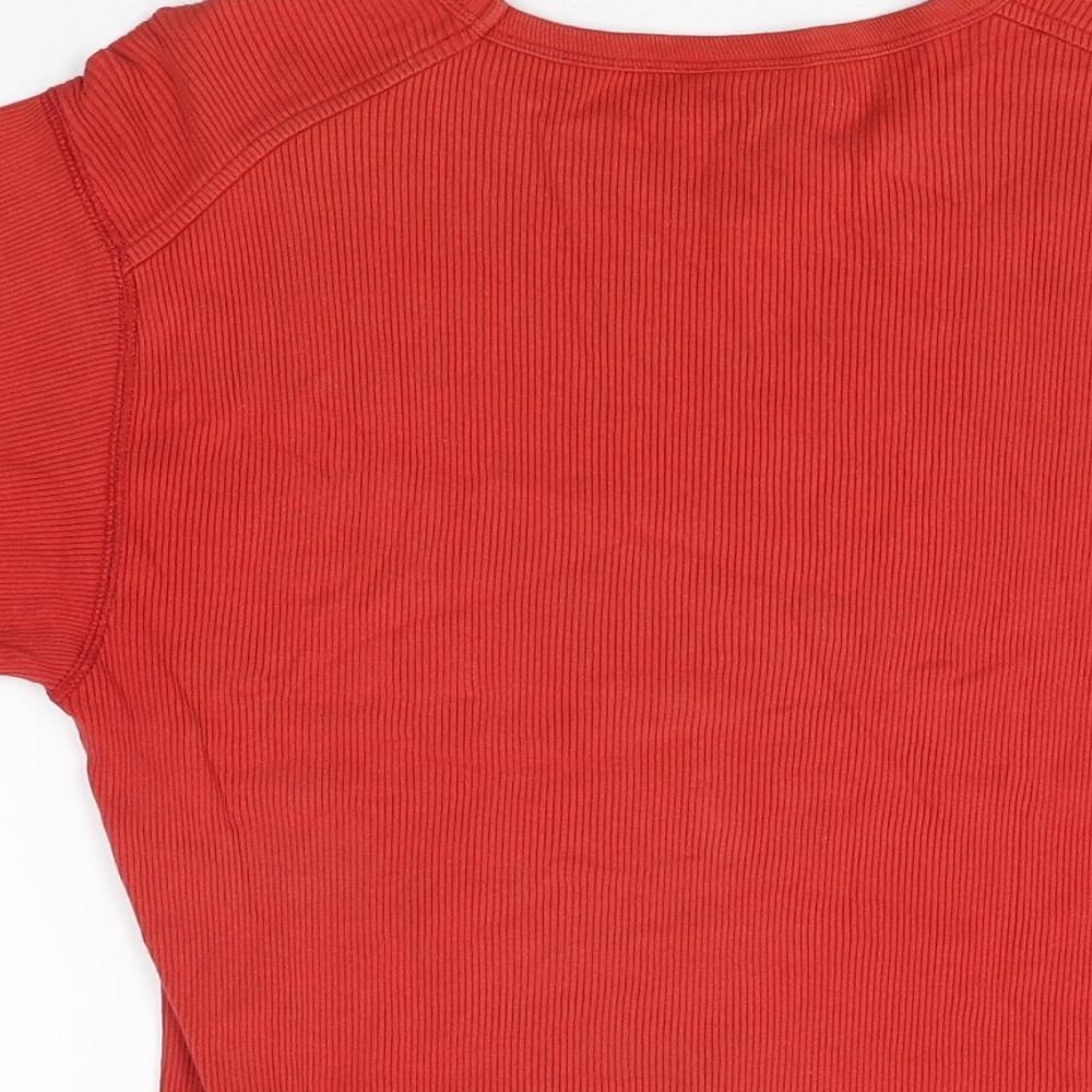 CS Active Womens Red Cotton Basic T-Shirt Size L V-Neck