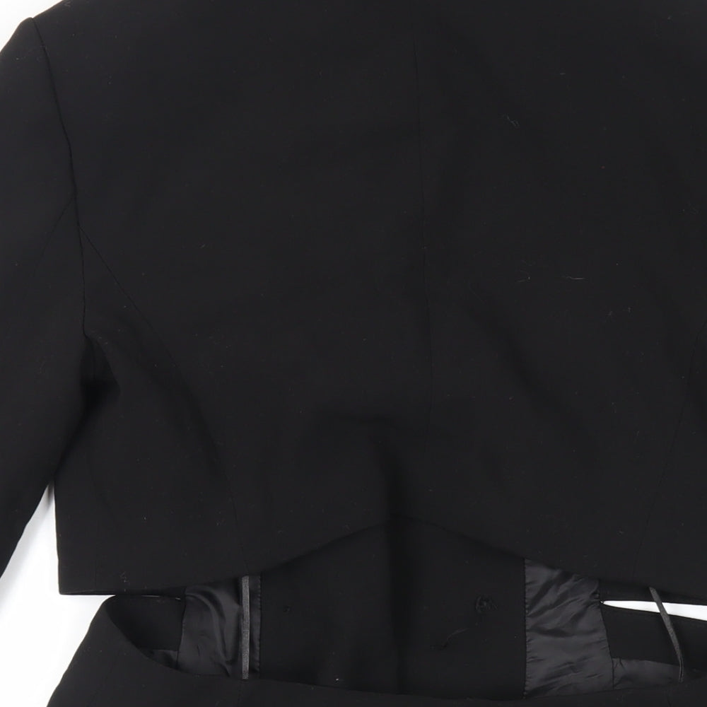 Stradivarius Womens Black Polyester Jacket Dress Size M Collared Button - Cut Out
