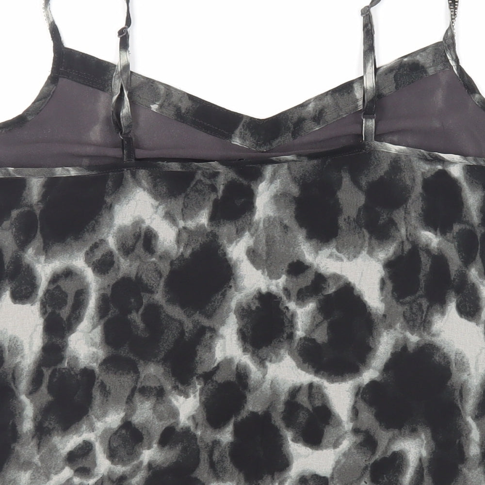 NEXT Womens Black Geometric Polyester Camisole Tank Size 6 V-Neck - Beaded
