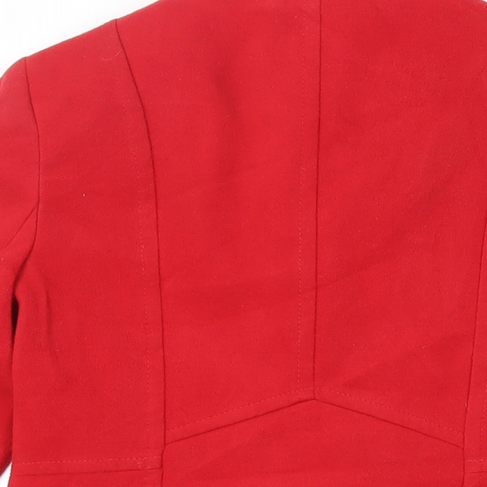 Debenhams Womens Red Pea Coat Coat Size 10 Button