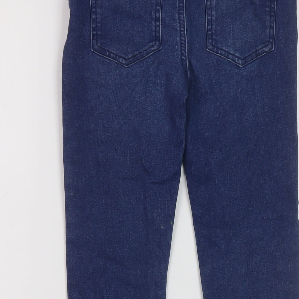 Brand and care label for Denim & Co. girls’ blue cotton jegging jeans, size 8-9, years regular pullover