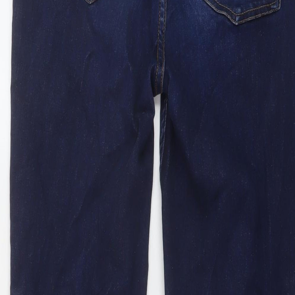John Lewis Womens Blue Cotton Straight Jeans Size 8 L28 in Regular Button