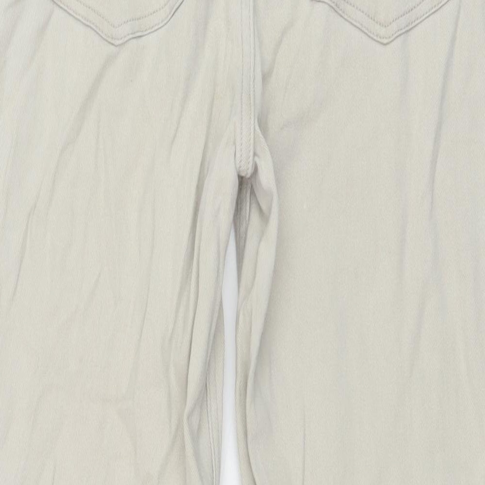 H&M Womens Beige Cotton Wide-Leg Jeans Size 8 L29 in Regular Button