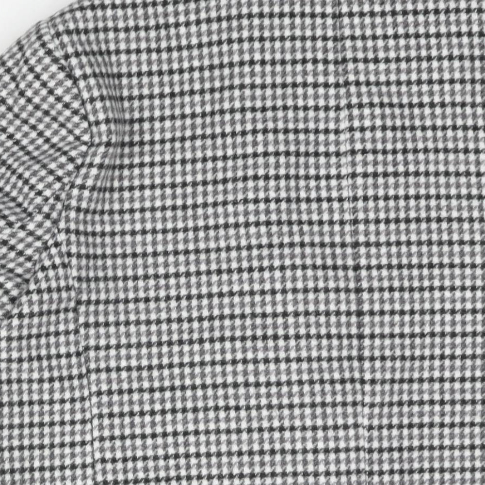 Marks and Womens Grey Check Pea Coat Coat Size 16 Button - Houndstooth Double Breasted
