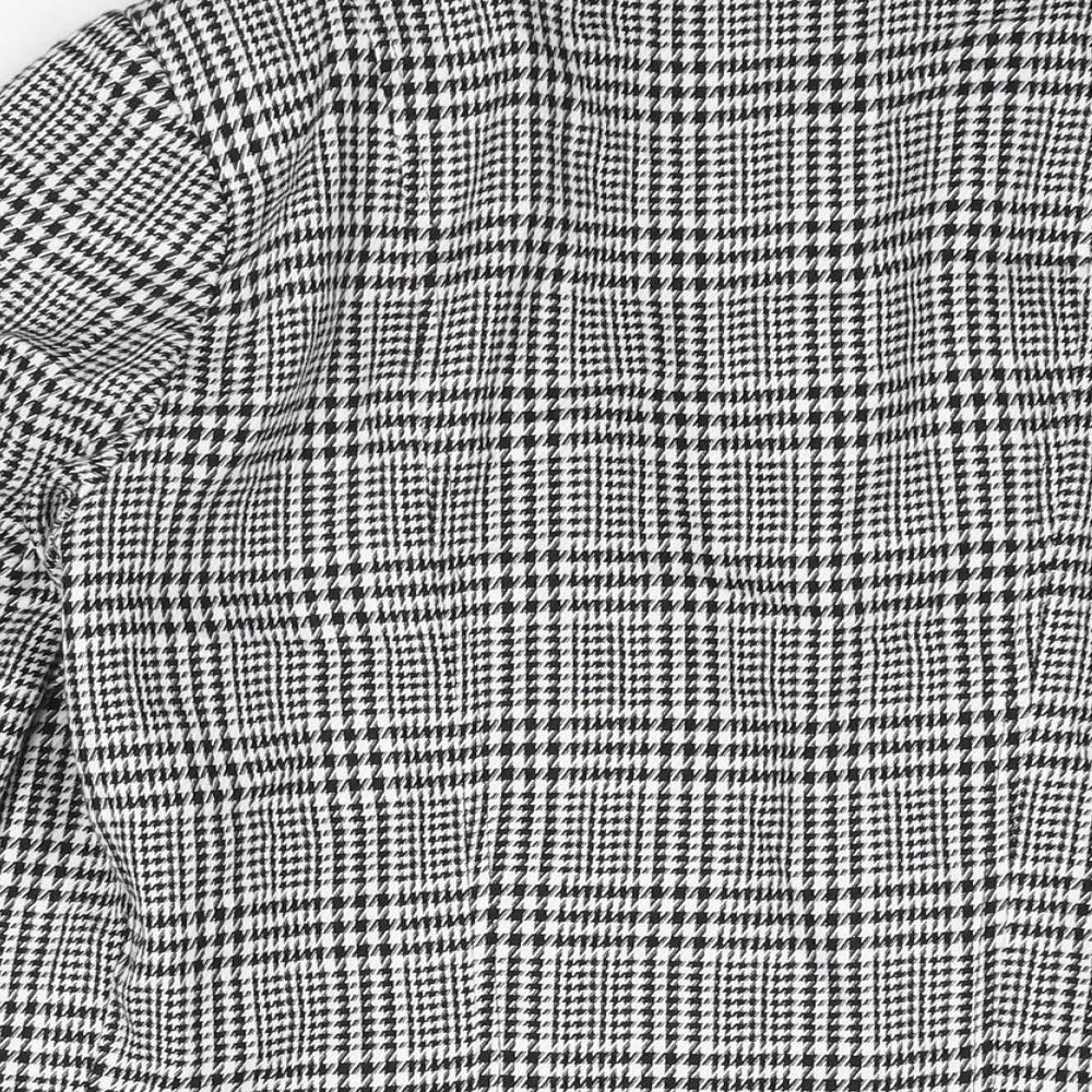 Lipsy Womens Black Check Jacket Blazer Size 16 Hook & Eye - Button Detail