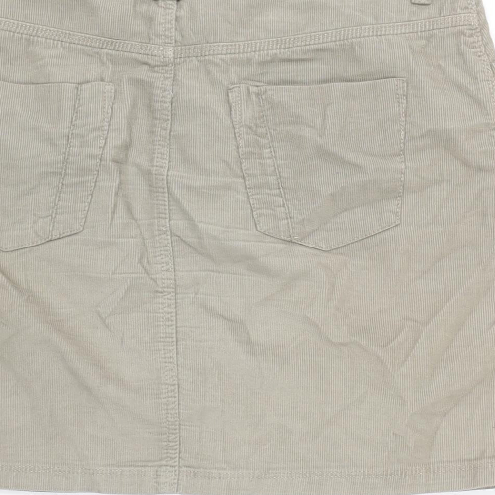 Marks & Spencer Womens Beige Cotton A-Line Skirt Size 12 Zip