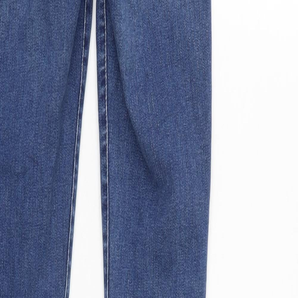 Forever 21 Womens Blue Cotton Blend Tapered Jeans Size 4 L30 in Regular Zip