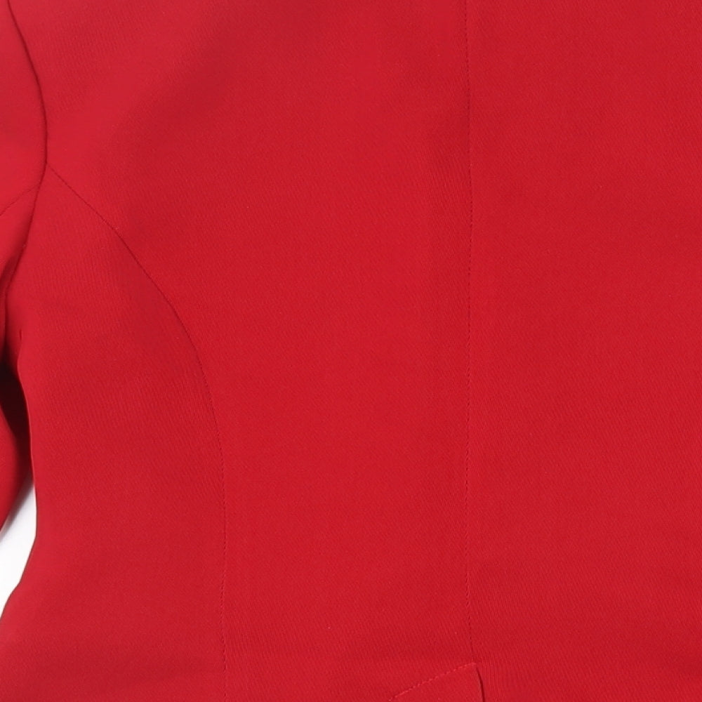 La Vie Womens Red Jacket Blazer Size 8 Button