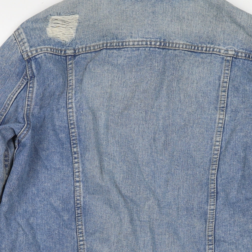Authentic Denim Girls Blue Jacket Size 14-15 Years Button - Distressed