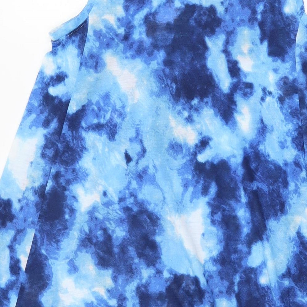 H&M Girls Blue Tie Dye Polyester Shift Size 11-12 Years Round Neck Pullover