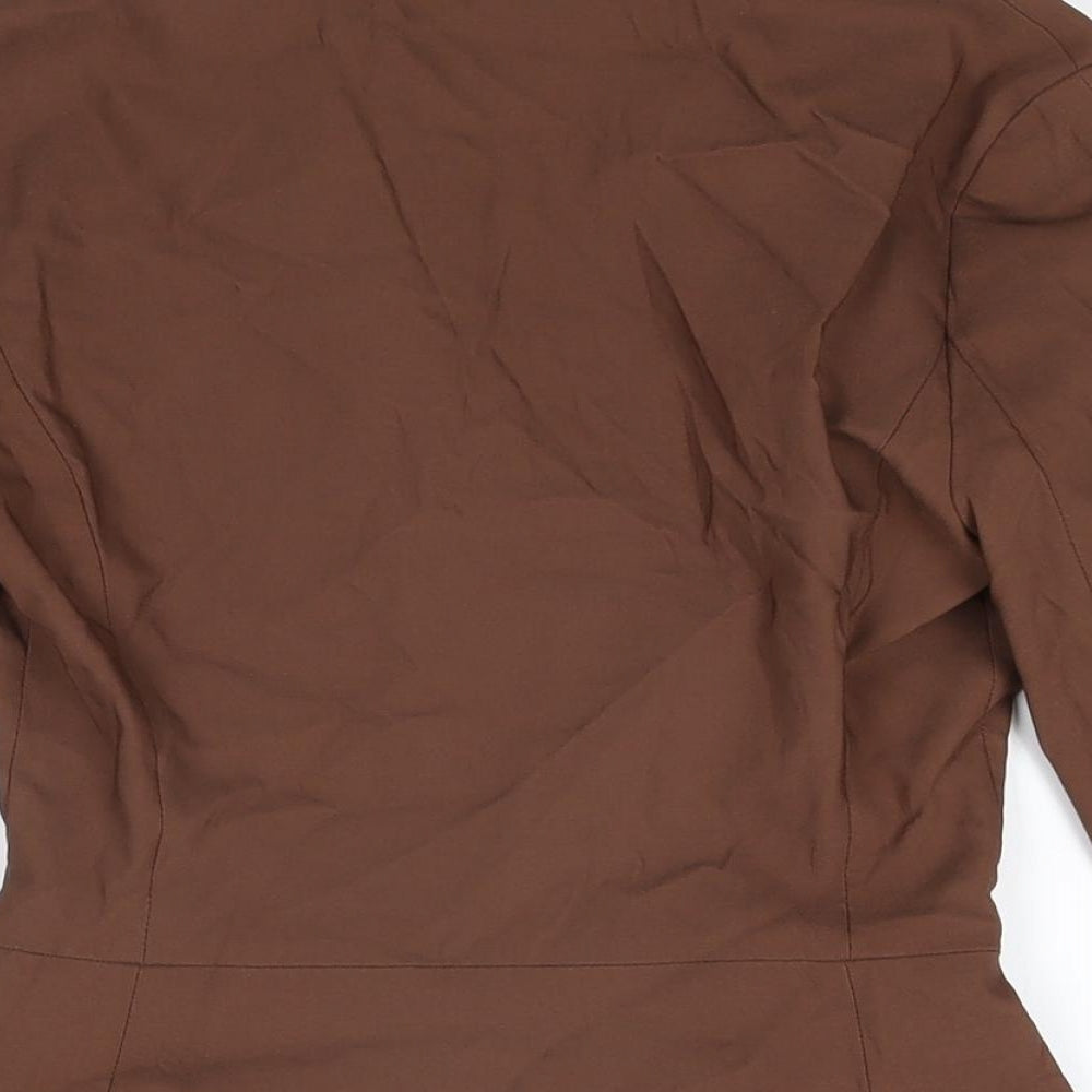 Zara Womens Brown Viscose Basic Button-Up Size XS Collared