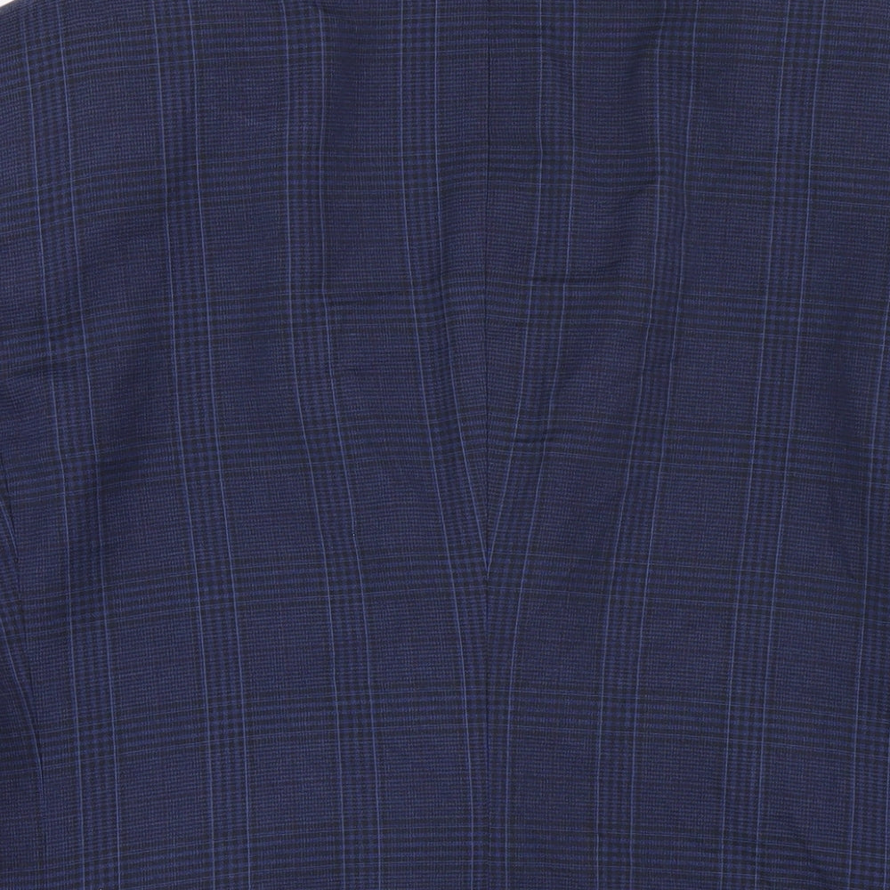 Burton Mens Blue Plaid Polyester Jacket Blazer Size 42 Regular