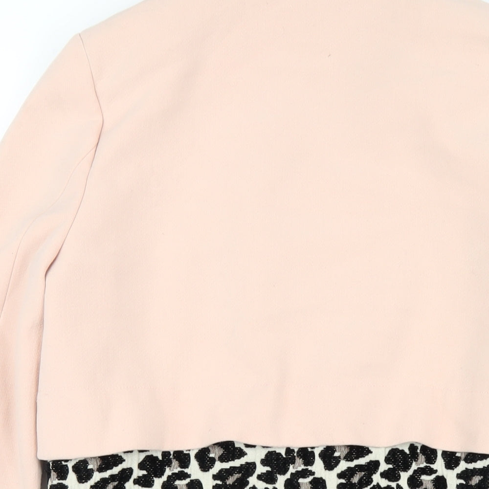 River Island Womens Pink Animal Print Overcoat Coat Size 12 Snap - Leopard Print