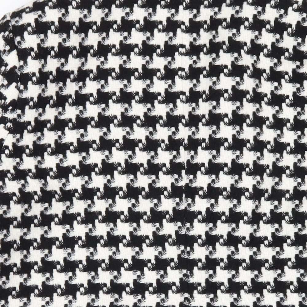 Bonmarché Womens Black Geometric Overcoat Coat Size 18 Button