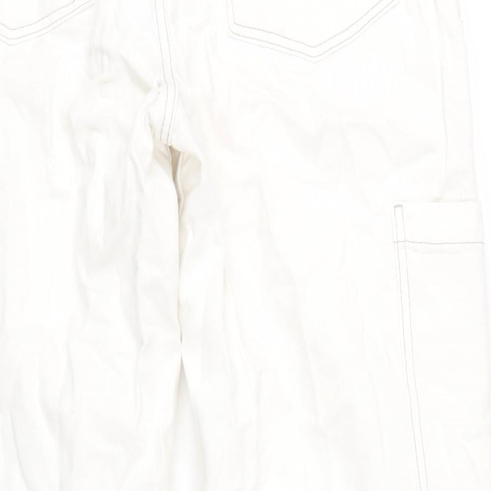 H&M Womens Ivory Cotton Straight Jeans Size 10 L30 in Regular Zip