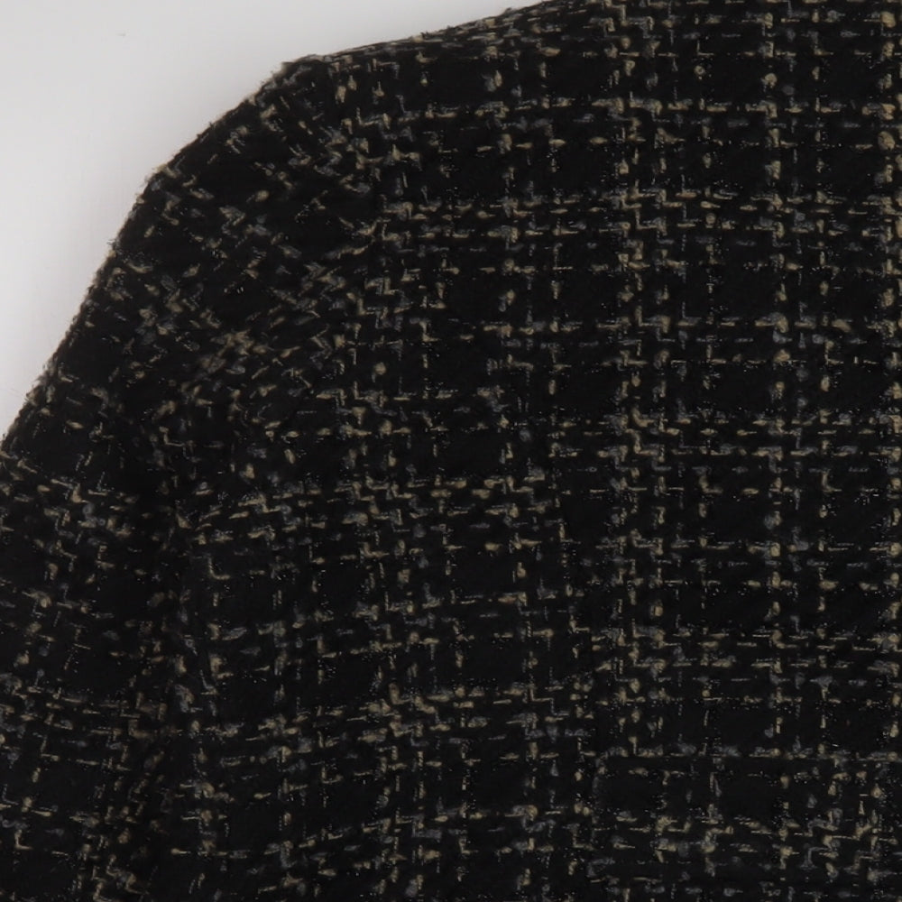Bonmarché Womens Black Geometric Overcoat Coat Size 12 Button