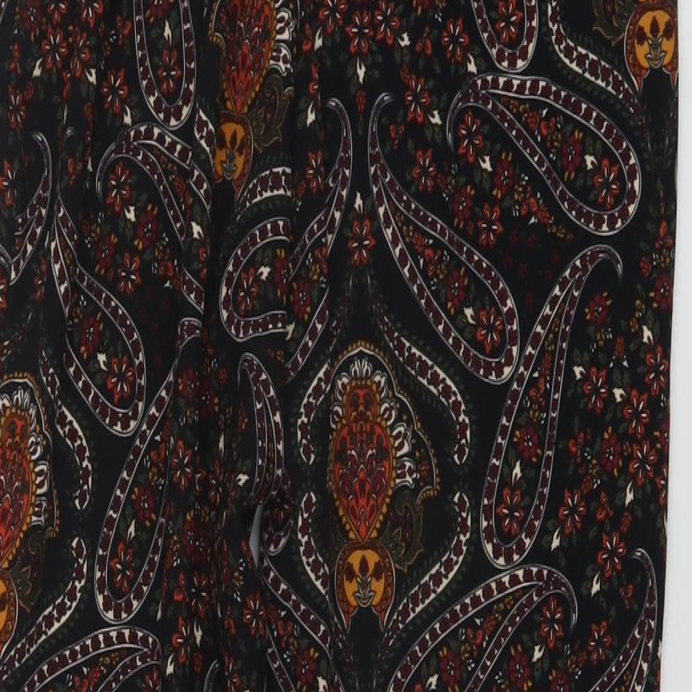 Stradivarius Womens Black Geometric Polyester Trousers Size 9 Months L27 in Regular Zip