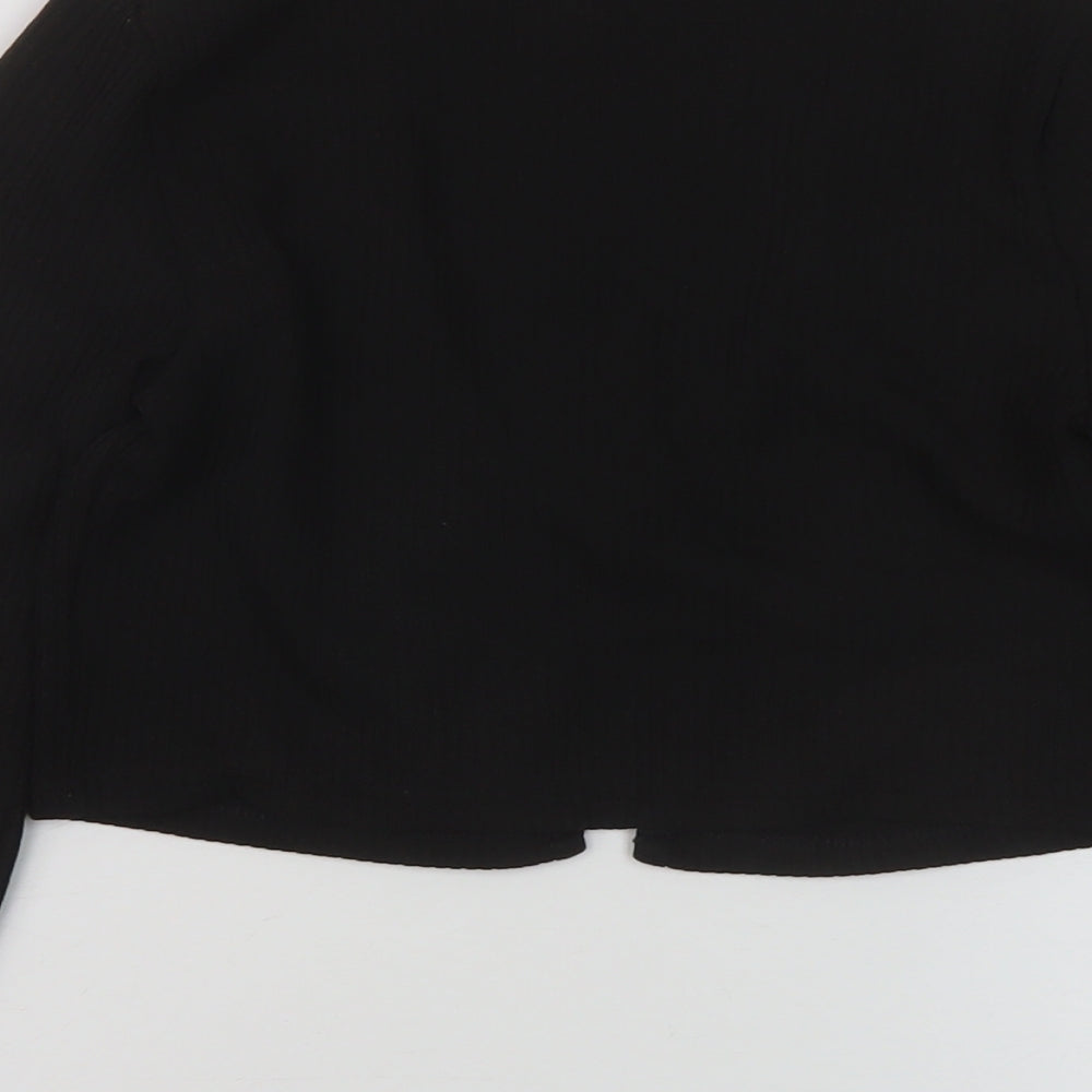 H&M Womens Black Polyester Wrap Blouse Size S Round Neck