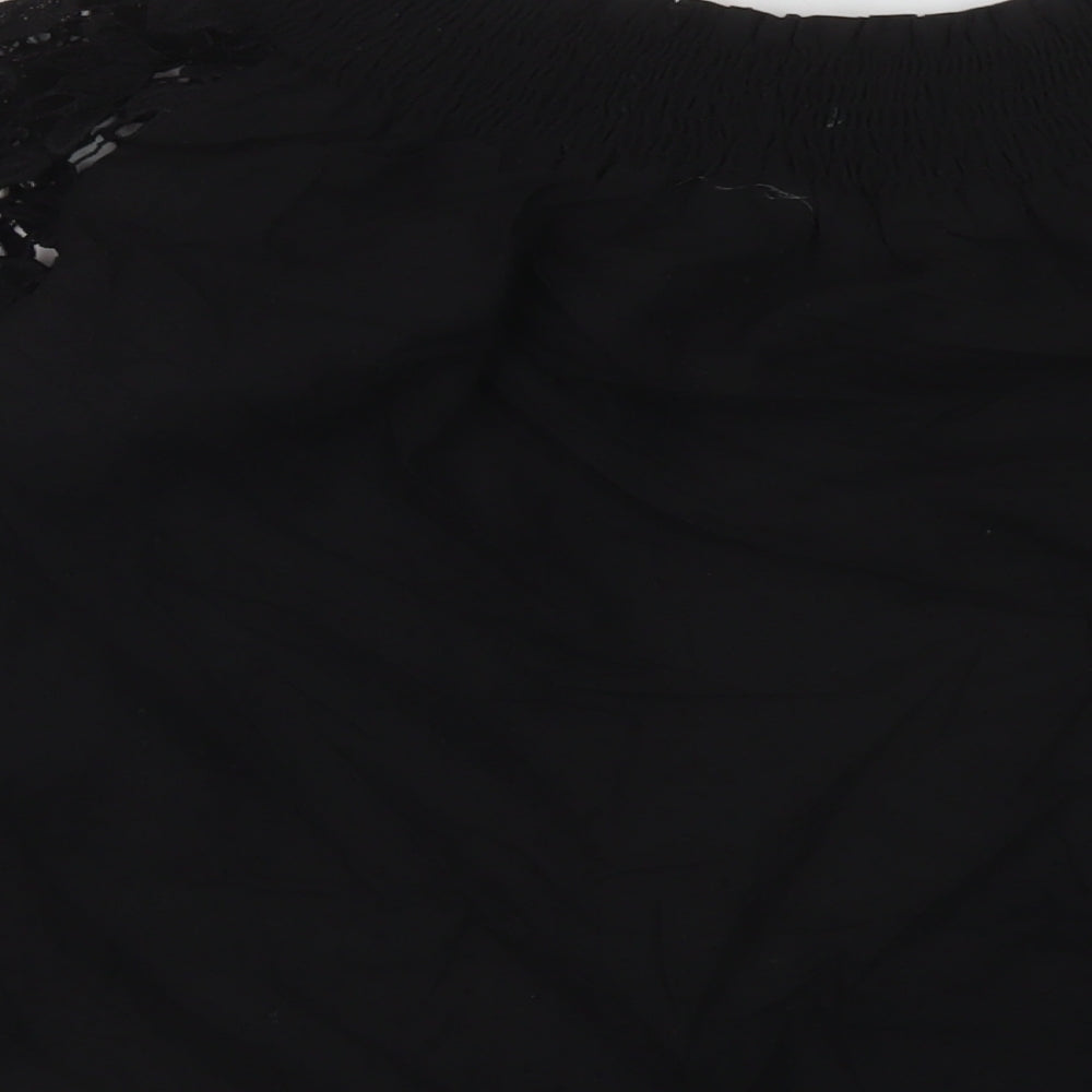 Care You Womens Black Cotton Basic Blouse Size S Square Neck