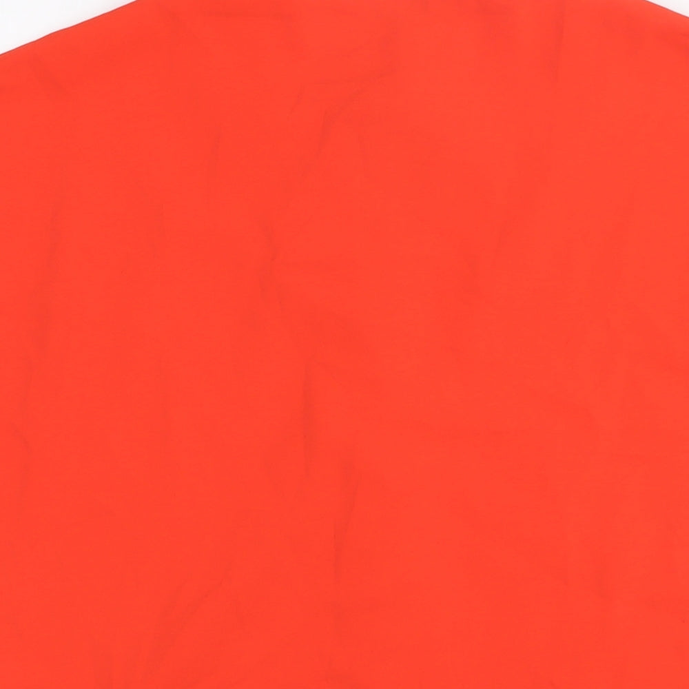Marks & Spencer Womens Red Polyester Basic Blouse Size 10 Round Neck - Keyhole Neck