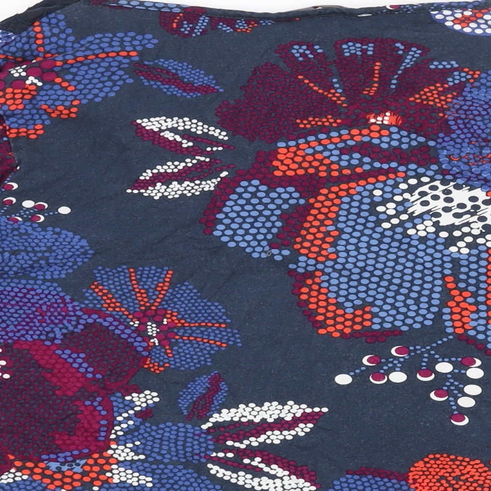 Per Una Womens Blue Geometric Viscose Basic Blouse Size 16 V-Neck - Lace Detail