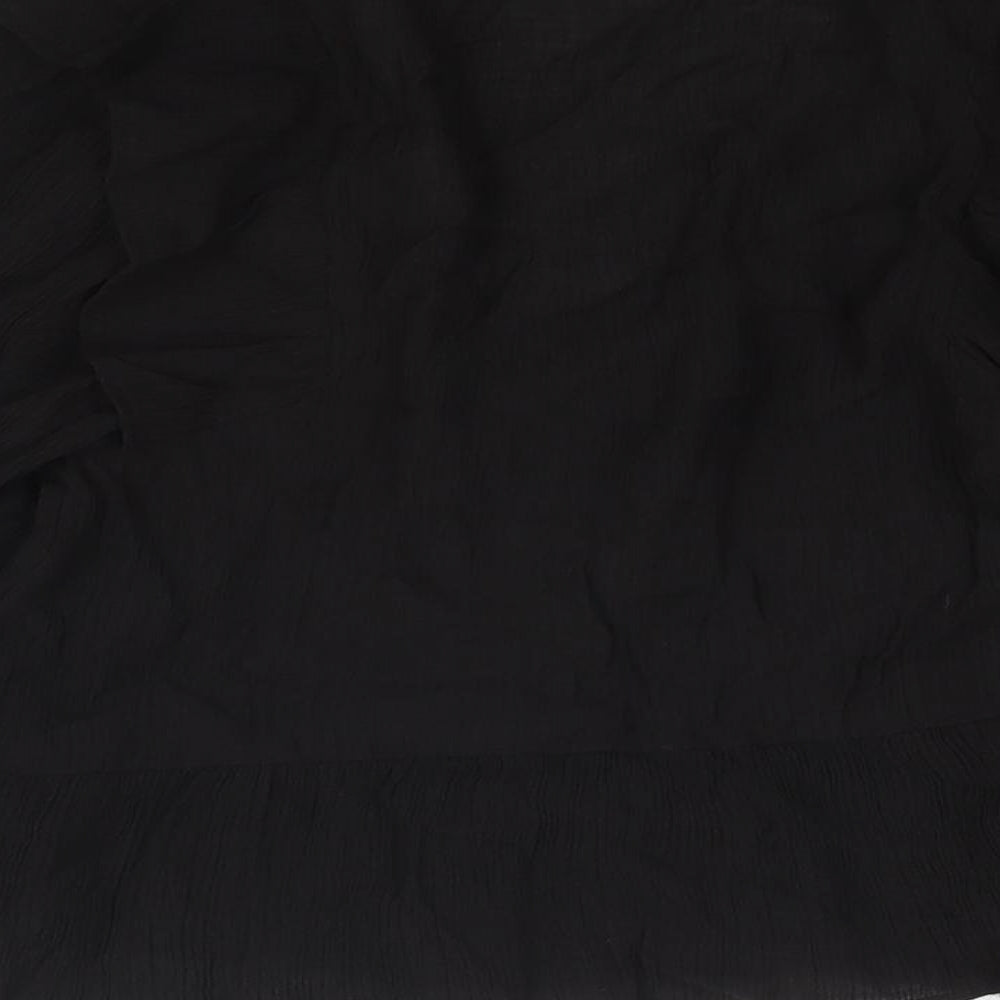 Topshop Womens Black Viscose Basic Blouse Size 10 V-Neck - Frill