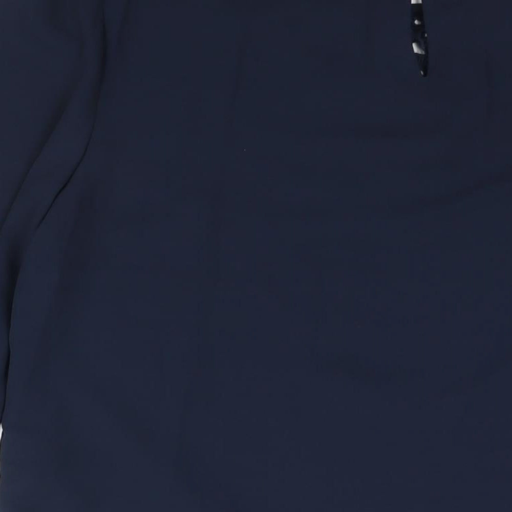 Marks & Spencer Womens Blue Polyester Basic Blouse Size 12 Round Neck - Lace Detail