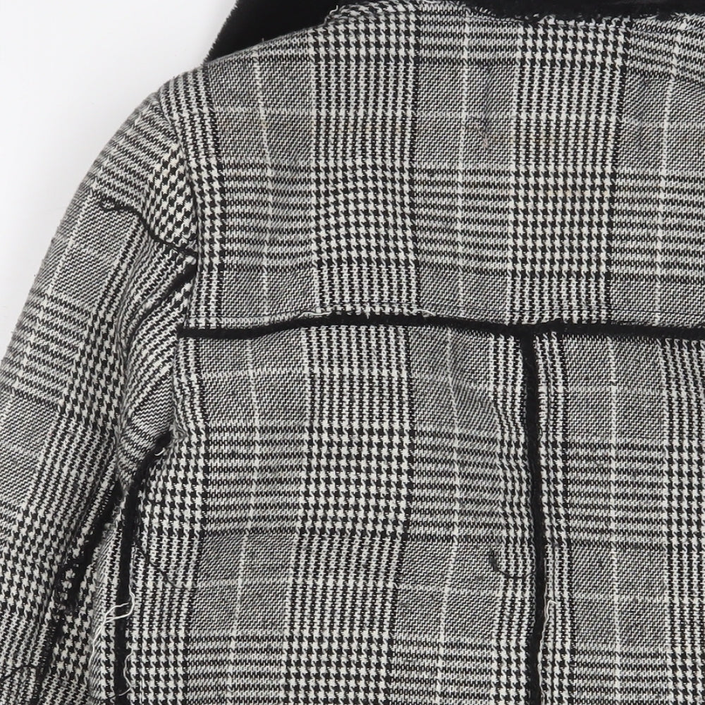 Voyelles Womens Grey Plaid Jacket Size 8 Zip - Zip Pockets
