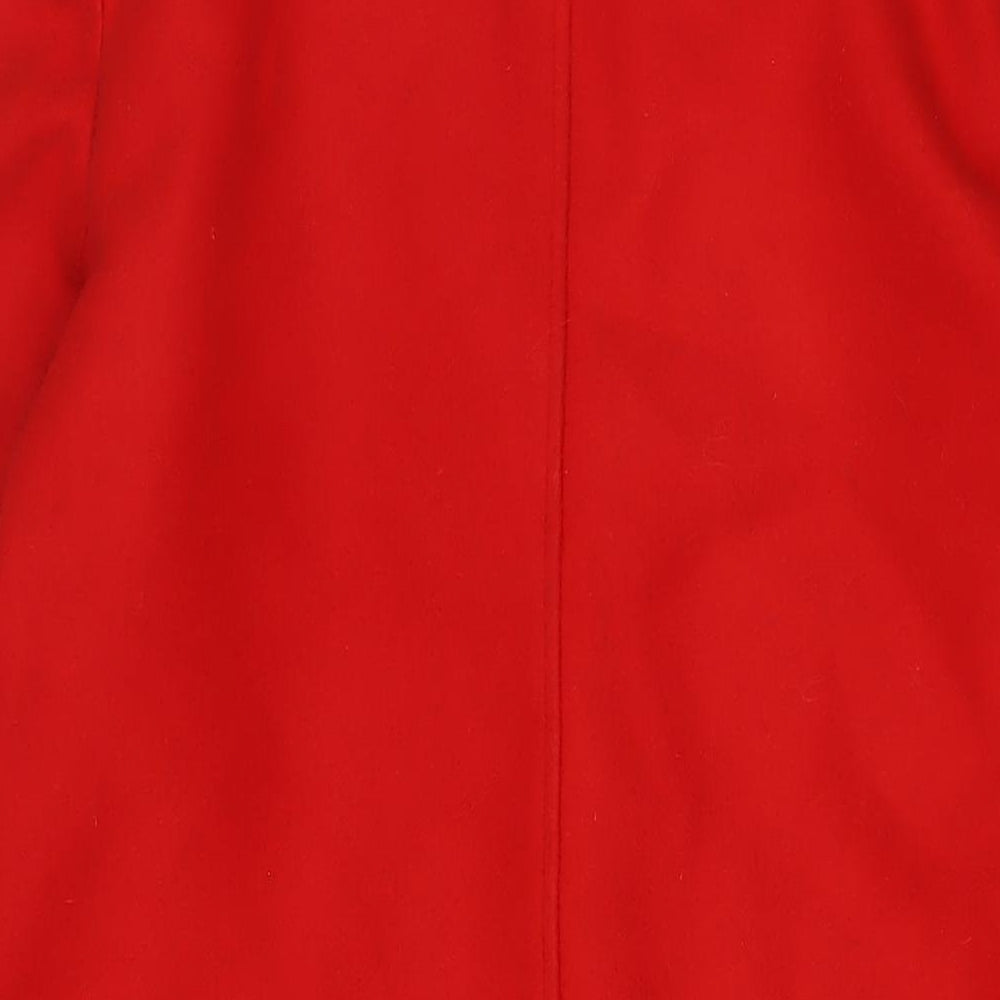 Miss Selfridge Womens Red Overcoat Coat Size 12 Button - Pockets